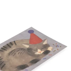 Kaart, poes met feesthoed