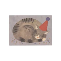 Kaart, poes met feesthoed