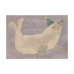 Kaart, zeehond met feesthoed