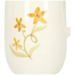 Kan, aardewerk, handbeschilderde bloem, 10 x 20 cm