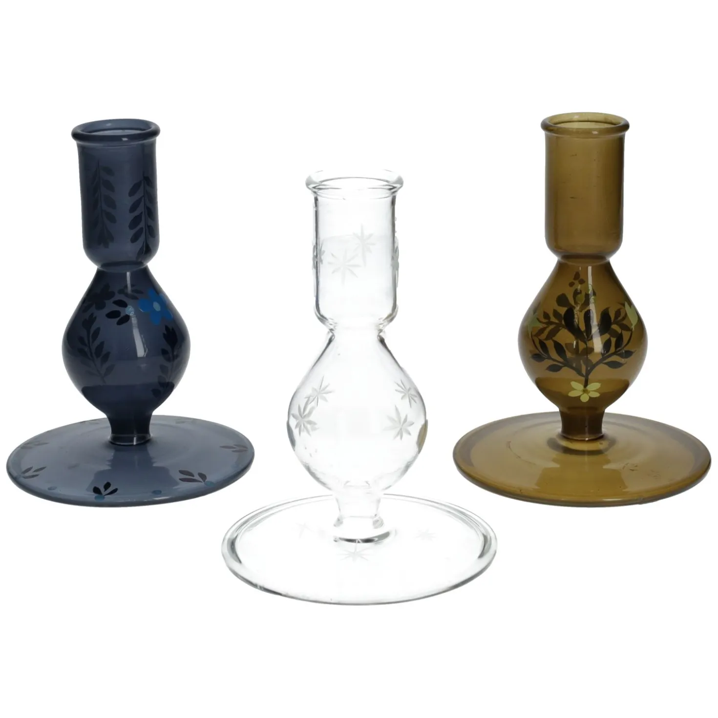 Kandelaar, glas, ster, 12,5 cm