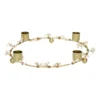 Kandelaar, messing, ring met besjes, 23 cm