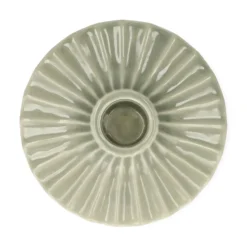 Kandelaar, porselein, geschulpt, lichtgroen, Ø10,2 cm x 3,2 cm