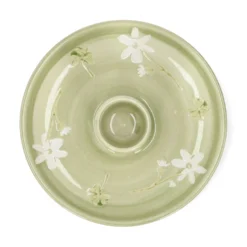 Kandelaar, steengoed, bloemen en klavers, Ø11 cm x 6 cm
