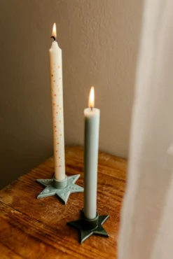 Kandelaar ster, porselein, blauw, dinerkaars