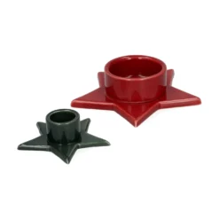 Kandelaar ster, porselein, rood, adventkaars