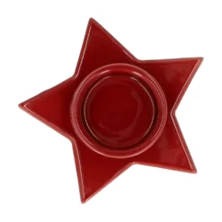Kandelaar ster, porselein, rood, adventkaars