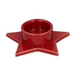 Kandelaar ster, porselein, rood, adventkaars