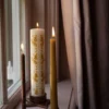 Kandelaar voor adventskaars, porselein, ster, roodbruin