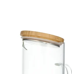 Kan met bamboedeksel, glas, 1,25 liter