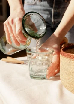 Karaf met facetten, gerecycled glas, 1 liter
