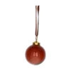 Kerstbal, glas, geëtste maan, sterren en stippen, roodbruin, Ø6 cm