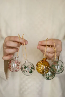 Kerstbal, glas, krans, 5 cm