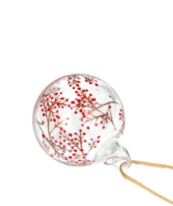 Kerstbal, glas, rode besjes