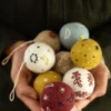 Kerstballen, vilt, met bloem, ster en maan, set van 8, Ø5 cm