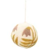 Kerstbal met roze bloem, vilt, wit, Ø6 cm