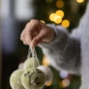 Kerstbal, vilt, groen, ca. Ø7cm