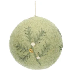 Kerstbal, vilt, groen, ca. Ø7cm