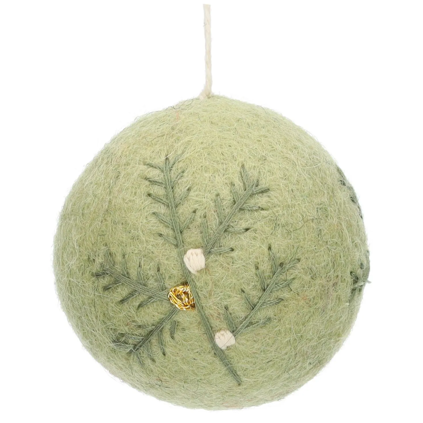 Kerstbal, vilt, groen, ca. Ø7cm