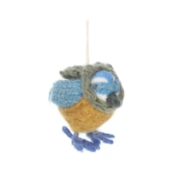 Kersthanger, blauwe vogel met sjaal, vilt