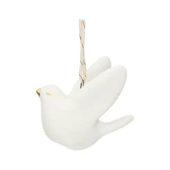 Kersthanger duif, wit porselein, 4,5 cm