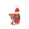 Kersthanger, vogel met muts en sjaal, vilt