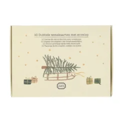 Kerstkaarten met envelop, kerstgroen, set van 10 in een doos