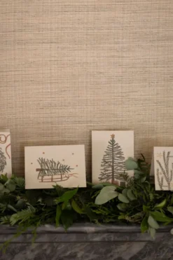 Kerstkaarten met envelop, kerstgroen, set van 10 in een doos