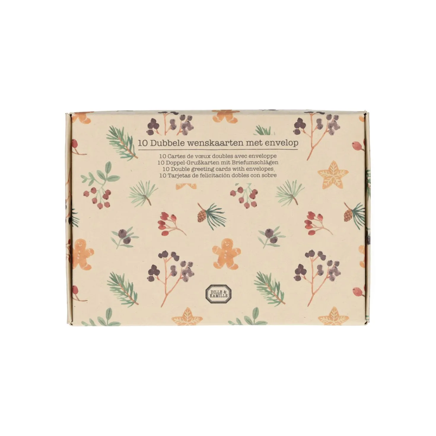 Kerstkaarten met envelop, papier, kersttakjes, 10 stuks