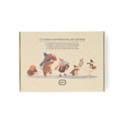 Kerstkaarten met envelop, papier, bosvondsten, 10 stuks