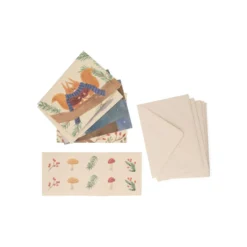 Kerstkaarten met envelop, papier, bosvondsten, 10 stuks
