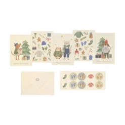 Kerstkaarten met envelop, winteraccessoires, set van 10 in een doos