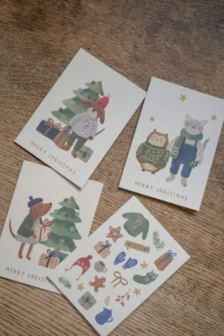Kerstkaarten met envelop, winteraccessoires, set van 10 in een doos