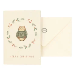Kerstkaart met envelop, uil