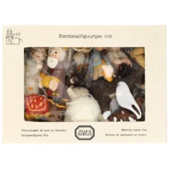 Kerststal set, vilt, 12 verschillende figuren