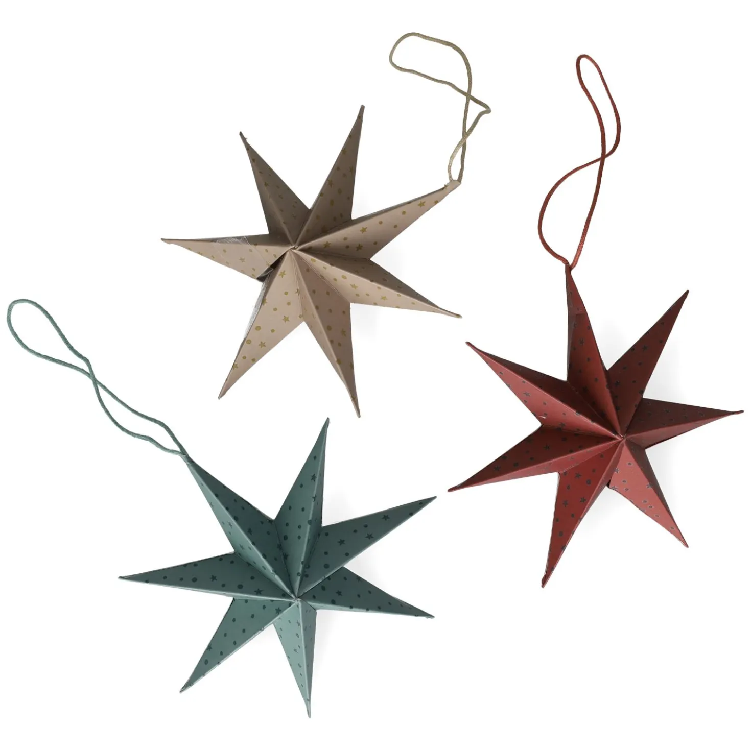 Kerststerren mini, papier, set van 3, Ø12 cm