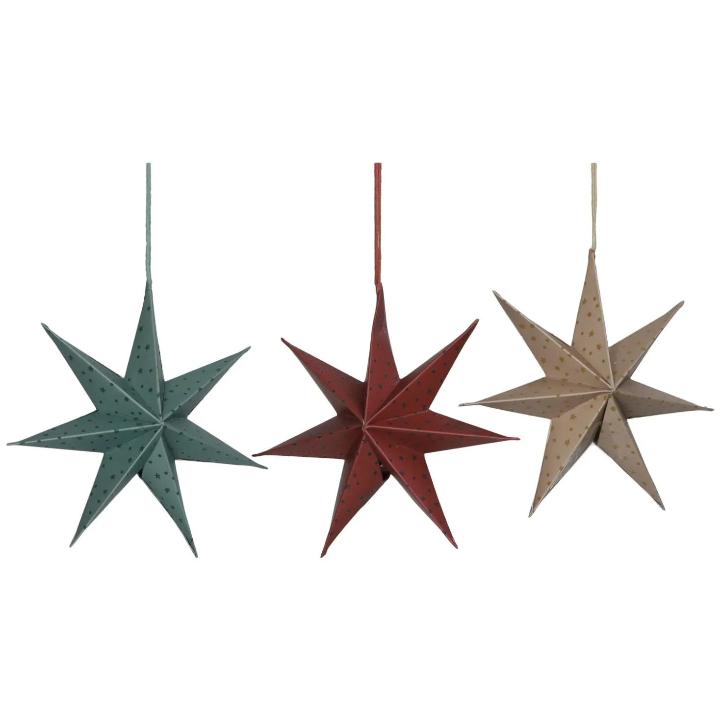 Kerststerren mini, papier, set van 3, Ø12 cm