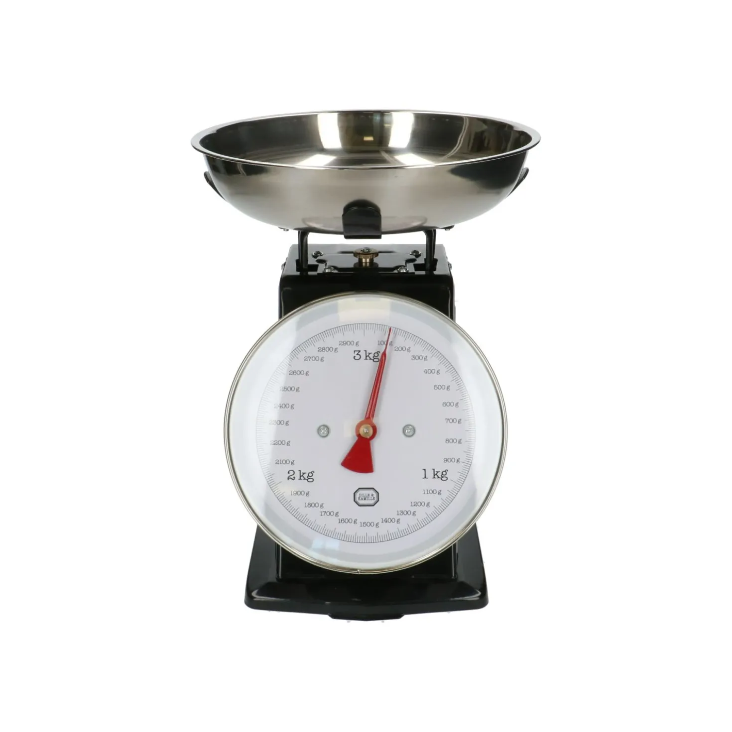 Keukenweegschaal, metaal, zwart, 3 kg