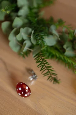 Knijper paddenstoel, glas, rood