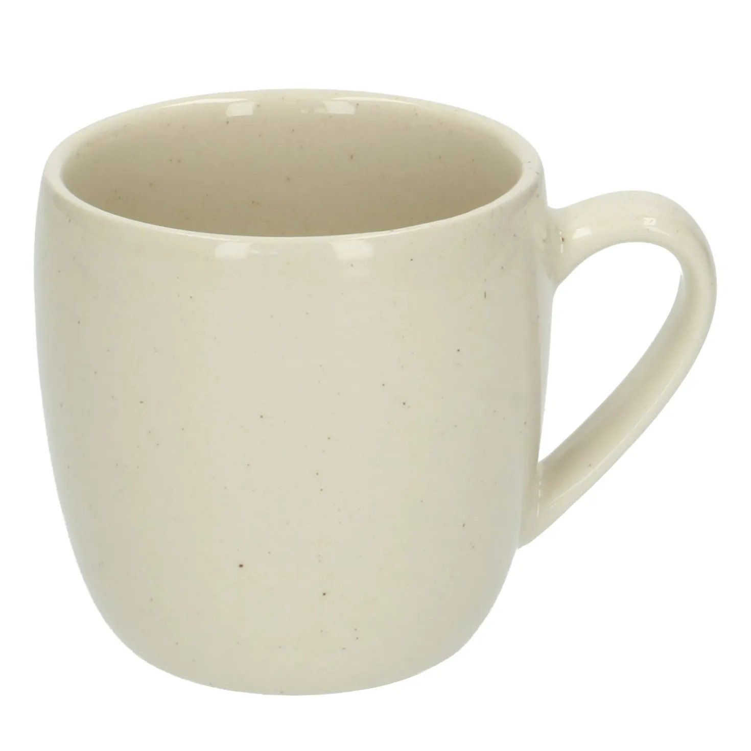 Koffiemok, beige spikkel, Ø8.5 cm, steengoed
