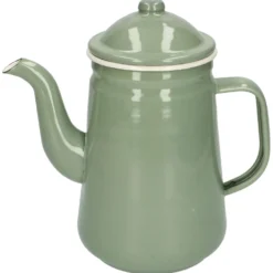 Koffiepot, emaille, groengrijs/wit, 1,3 L