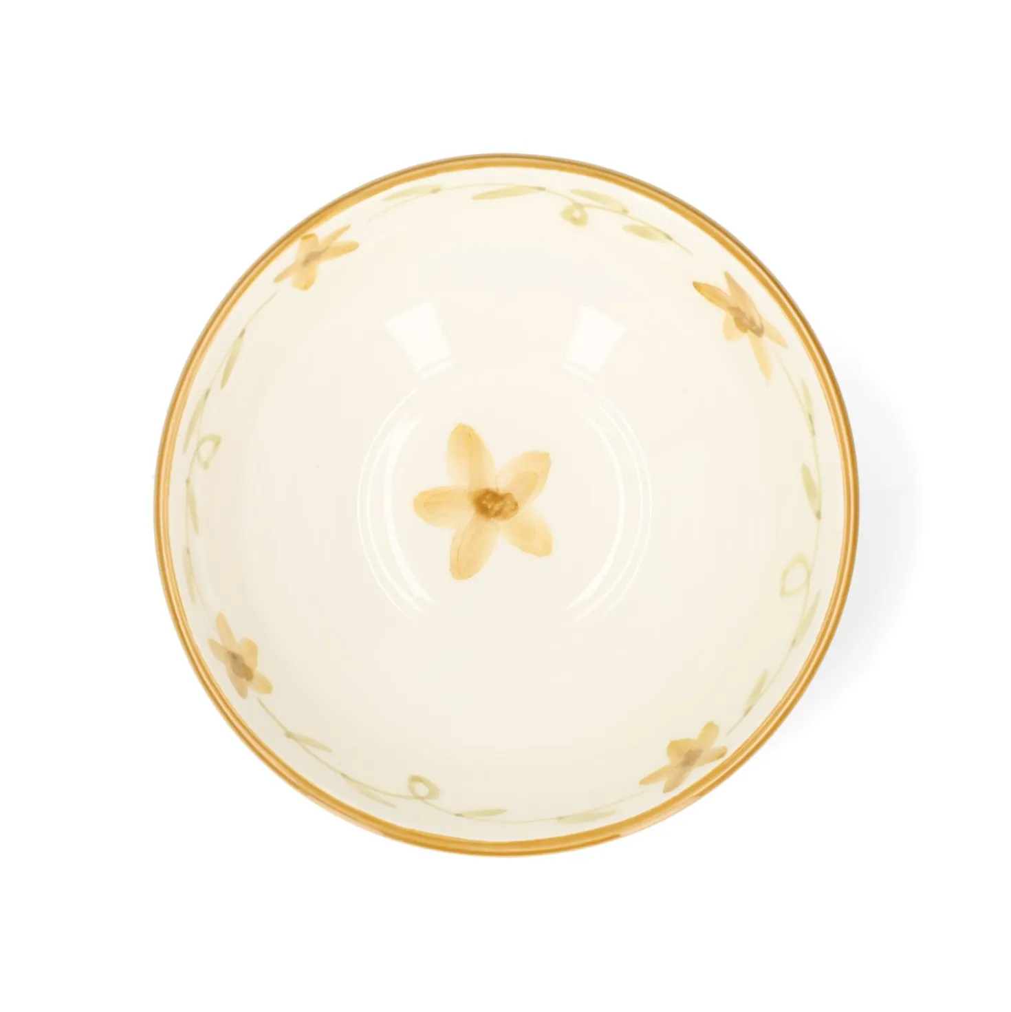 Kom, aardewerk, handbeschilderde bloem, Ø16 cm