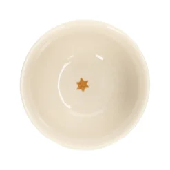 Kom, steengoed, gedecoreerd met takjes, oker, Ø13 x 7,5 cm