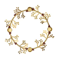 Krans kandelaar, brass, kralen en takjes, Ø20 cm