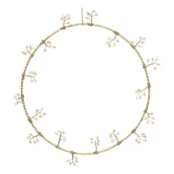 Krans witte besjes, messing, 23 cm