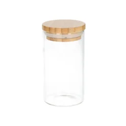 Kruidenpotje rond, glas met bamboe dop, 120 ml