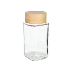 Kruidenpotje vierkant, glas, bamboe dop, 120 ml