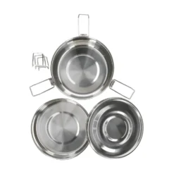Lunchbox met siliconen ring, RVS, rond en dubbellaags, 1400 ml