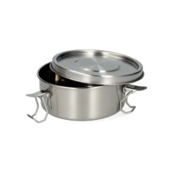Lunchbox met siliconen ring, RVS, rond, Ø14 cm, 500 ml