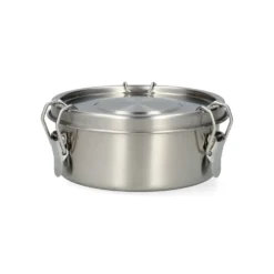 Lunchbox met siliconen ring, RVS, rond, Ø14 cm, 500 ml